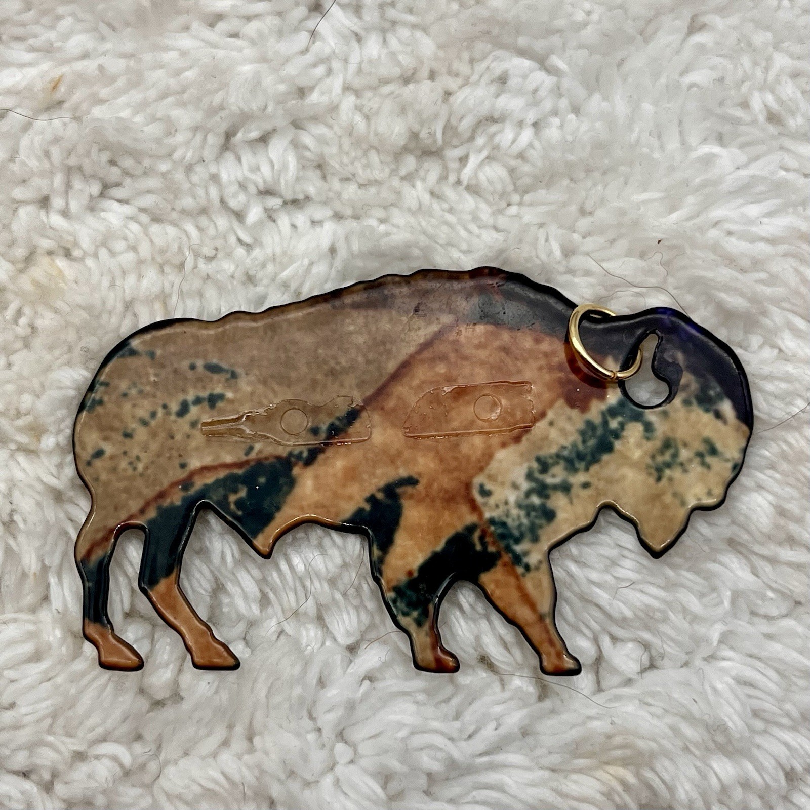 Buffalo Pendant Multicolor Metal Double Sided Southwestern 2.5"