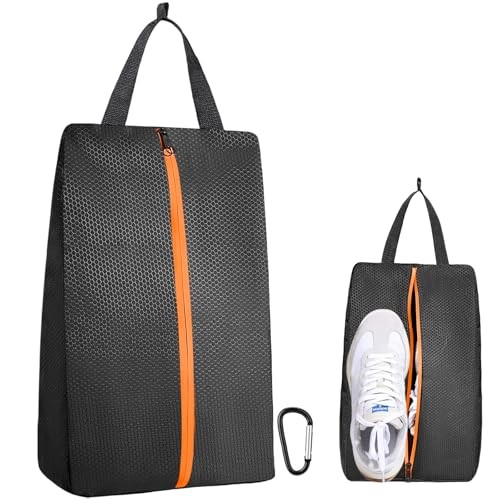  Smell Proof Shoe Cleat Bag, Waterproof Golf Shoes Bag with Zipper 1 x Orange