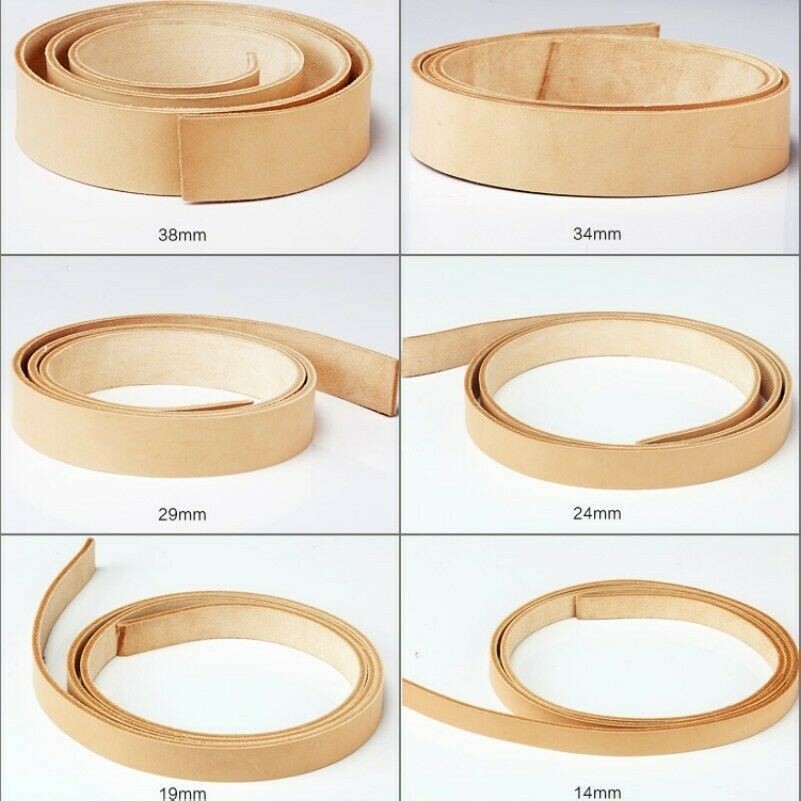 Veg Tanned Leather Strap Cowhide Strip Fabric Belt Girdle Natural Blank Handmade