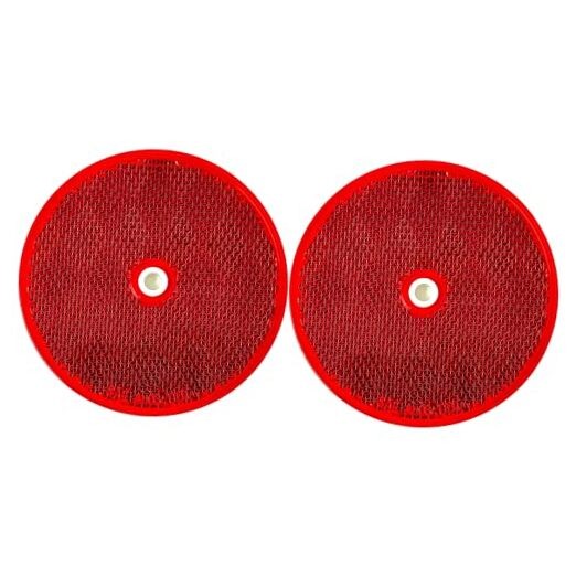 [] Class A 3-3/16" Round Reflector with Center Mounting Hole - Pack for 2 Red