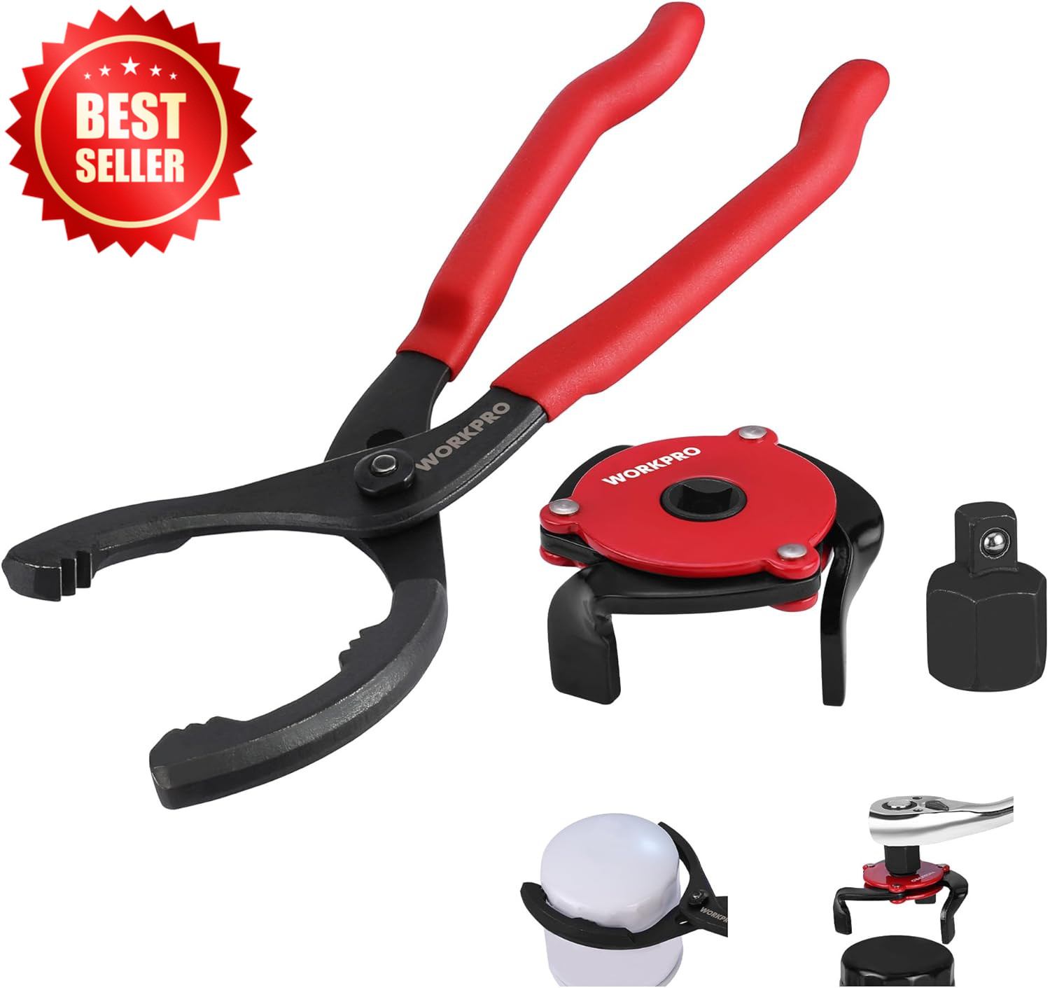 2 PC Oil Filter Wrench Set 12" Plier & 3-Jaw Universal Auto Truck DIY US