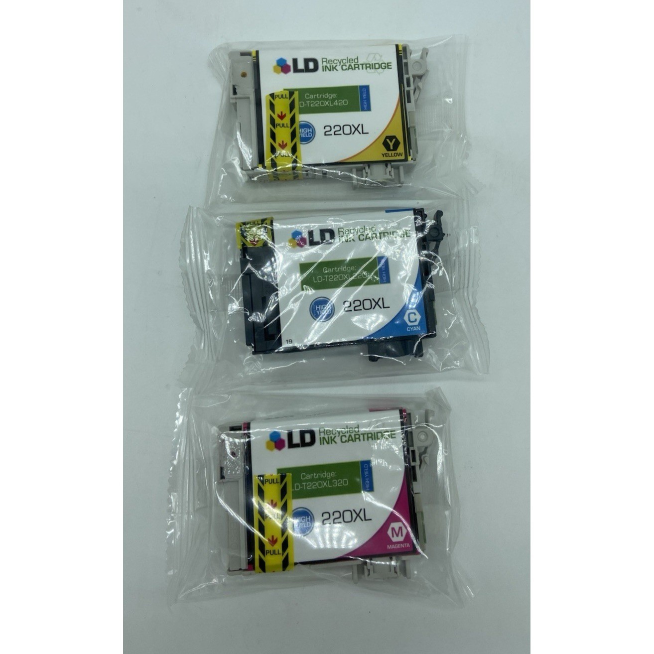220XL Epson Compatible Ink Cartridge 3-Pack Yellow Blue Cyan LD Brand NEW SEALED