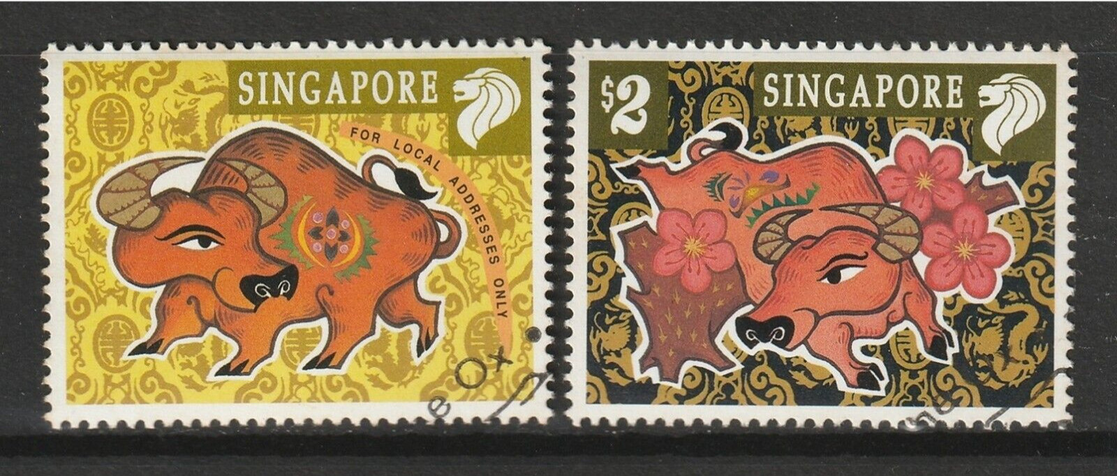 SINGAPORE 1997 Zodiac Series - Ox set of 2V CTO SG#861-862