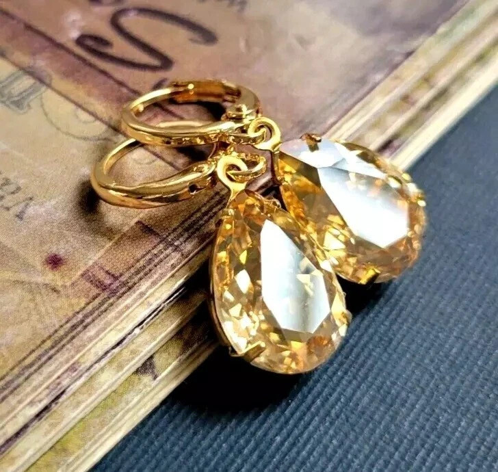 5 Ct Treated Certified Champagne Diamond Solitaire Dangler Earrings, 925 Silver