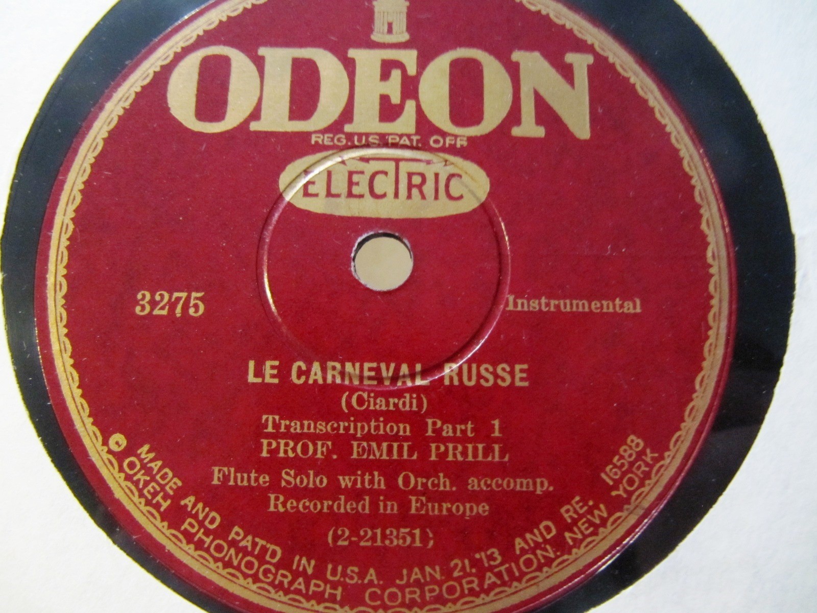 1927 EMIL PRILL Flute Soloist Ciardi Le Carneval Russe Berlin Parlophon ODEON