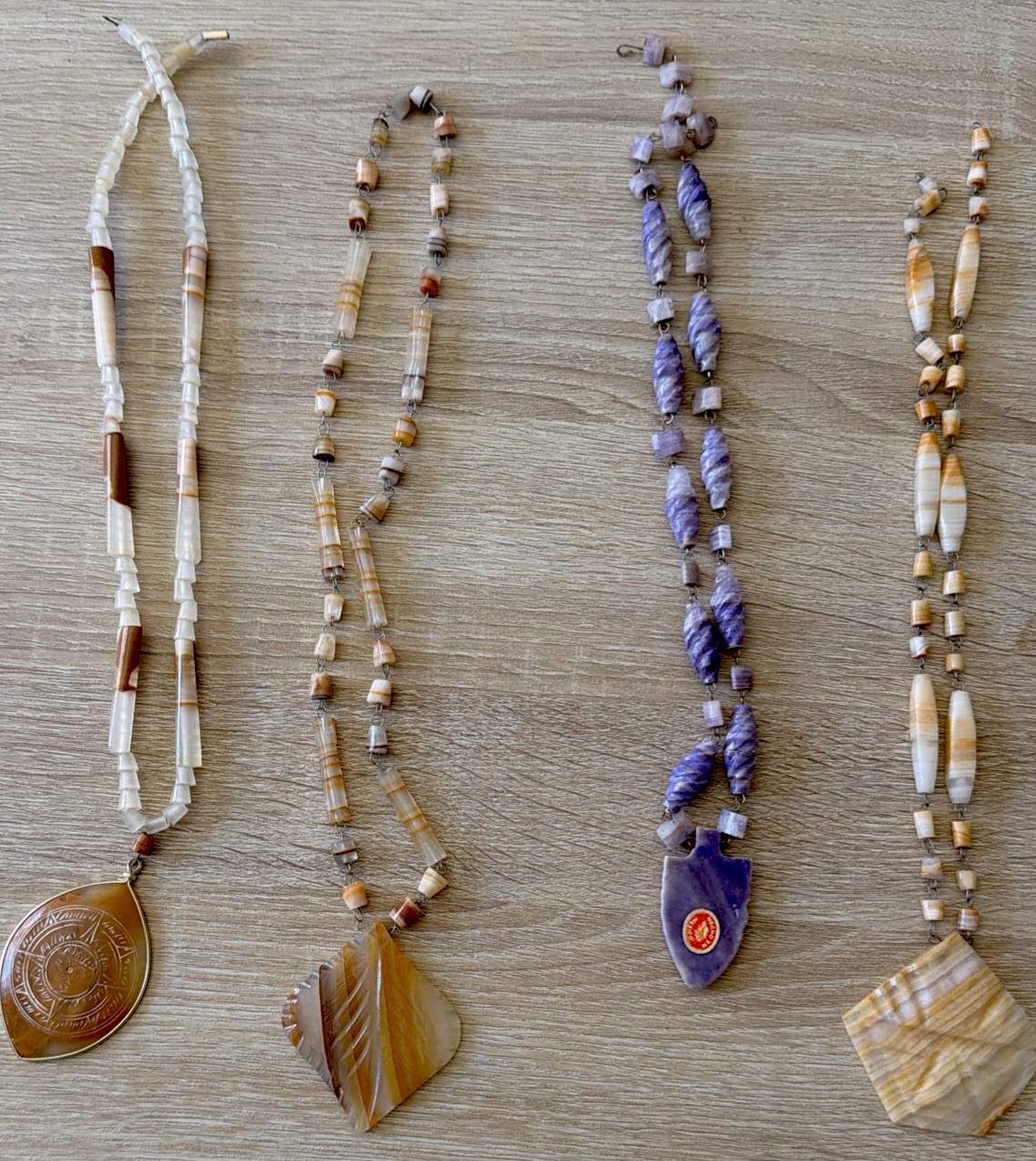 4 Hand Made Stone Necklaces 