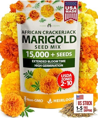  Crackerjack Marigold Seeds 2.05oz - 15,000 Flower Seeds Planting Outdoor, 