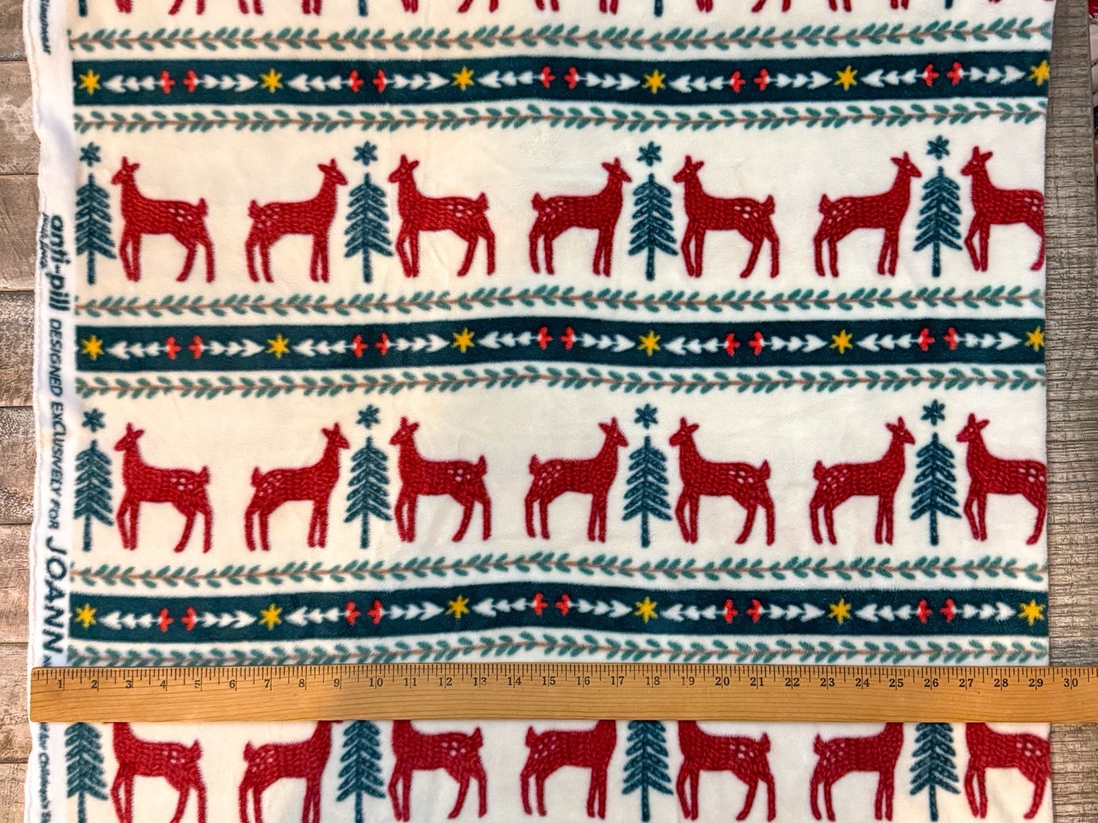 Joann Fabrics Fleece Fabric Fairisle Deer Anti Pill Plush Christmas 43” Long