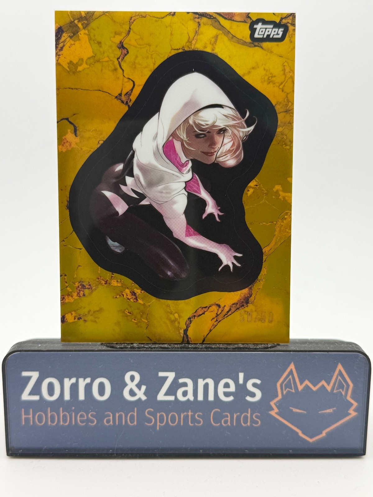 GHOST SPIDER BOOKEND! GOLD 50/50 2025 Topps Marvel Comic Book Heroes 1975 #118