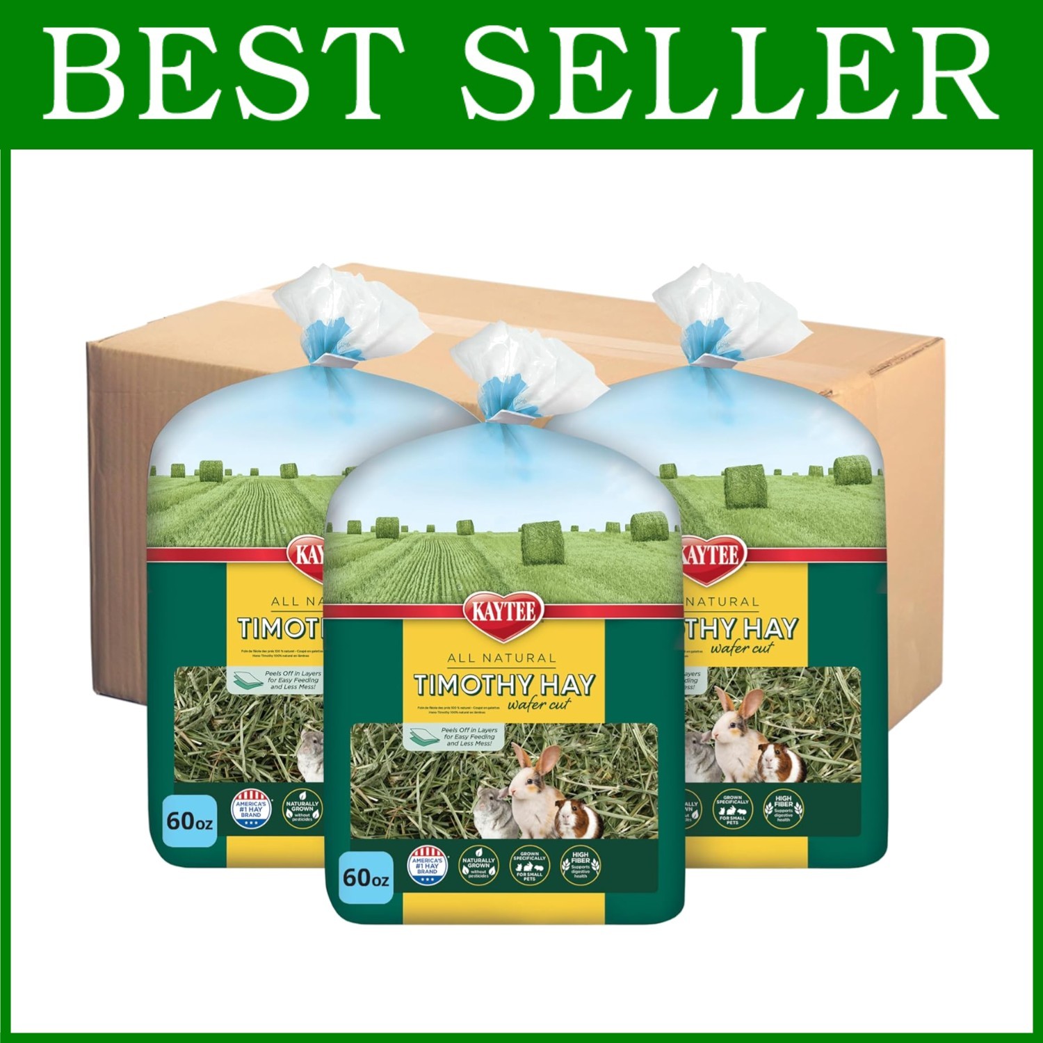 High Fiber Timothy Hay for Small Animals, 11.25 lbs