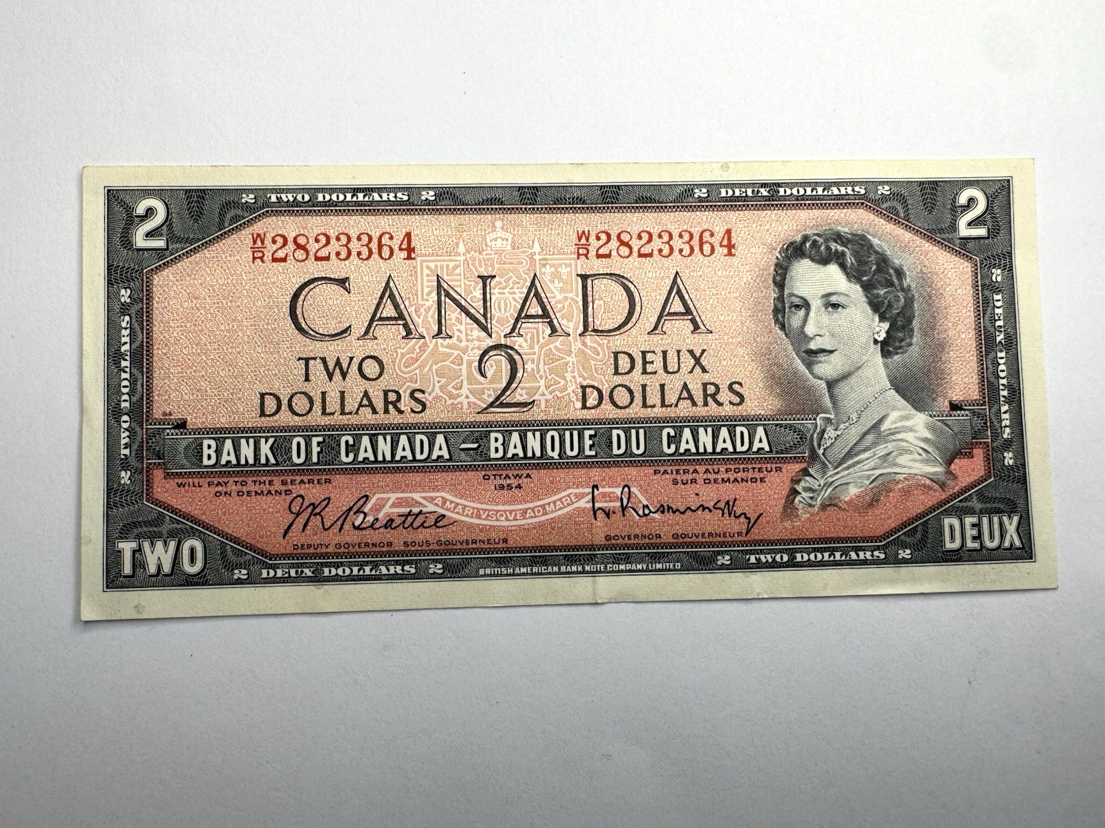 1954 Canada $2 Bill - Canadian 2 Dollar note, Ottawa