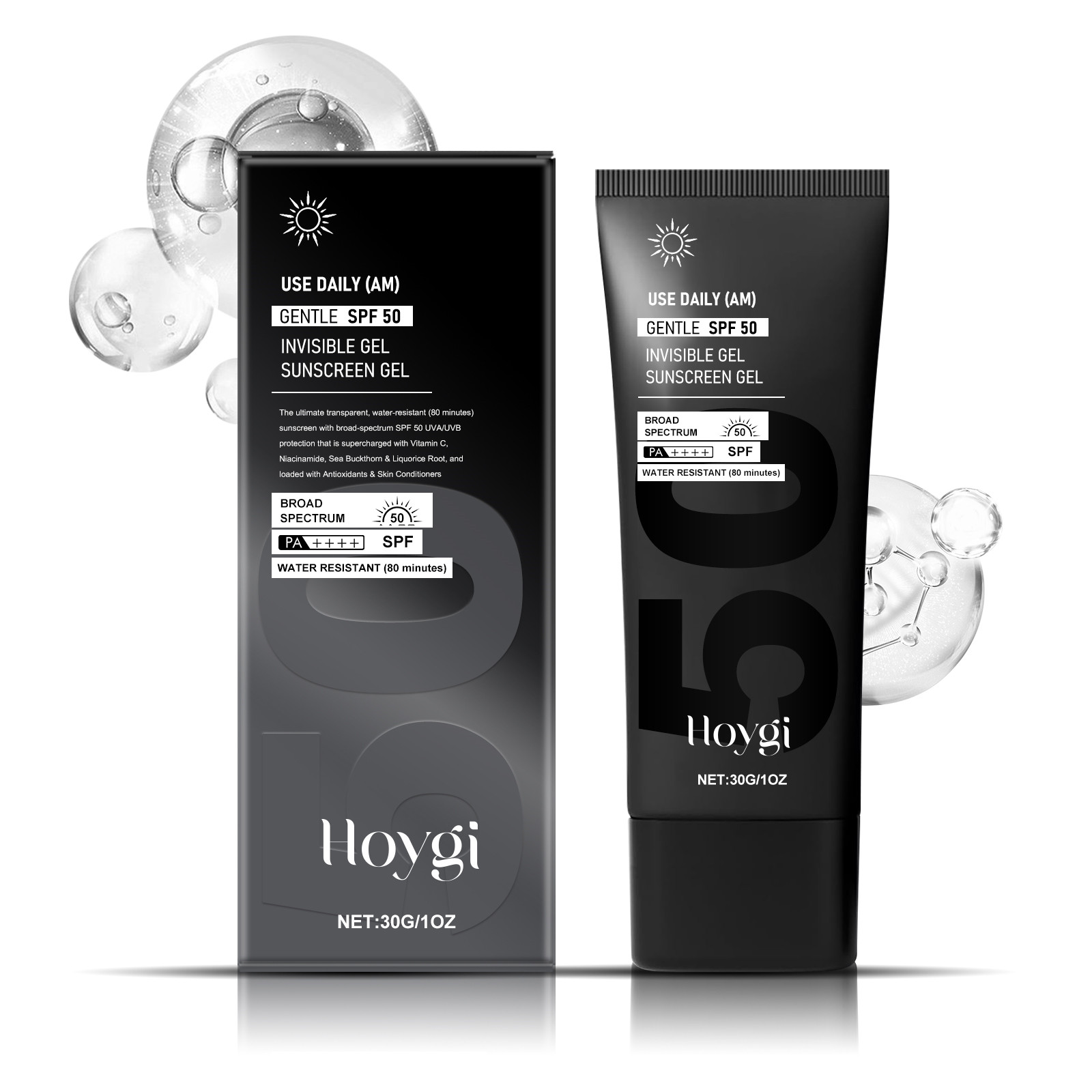 Sunscreen Gel SPF 50 with Niacinamide, Brightening Non-greasy