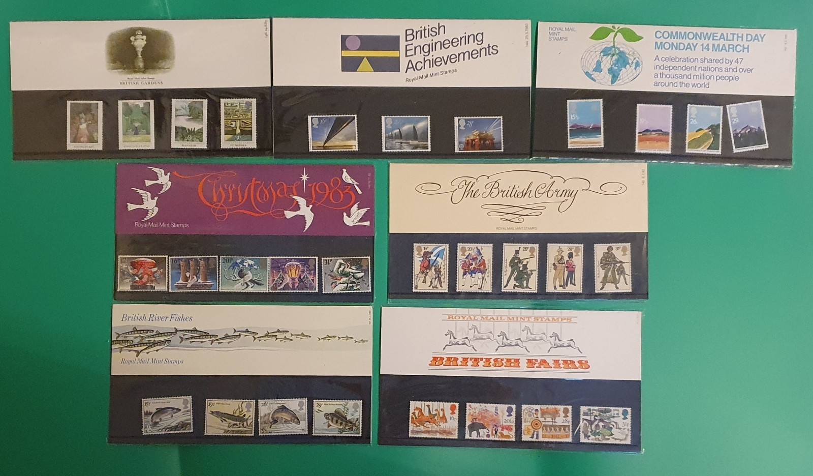 GB 1983 COMPLETE YEAR PRESENTATION PACKS COMMEMORATIVE 7 PACKS STAMPS MNH #3798