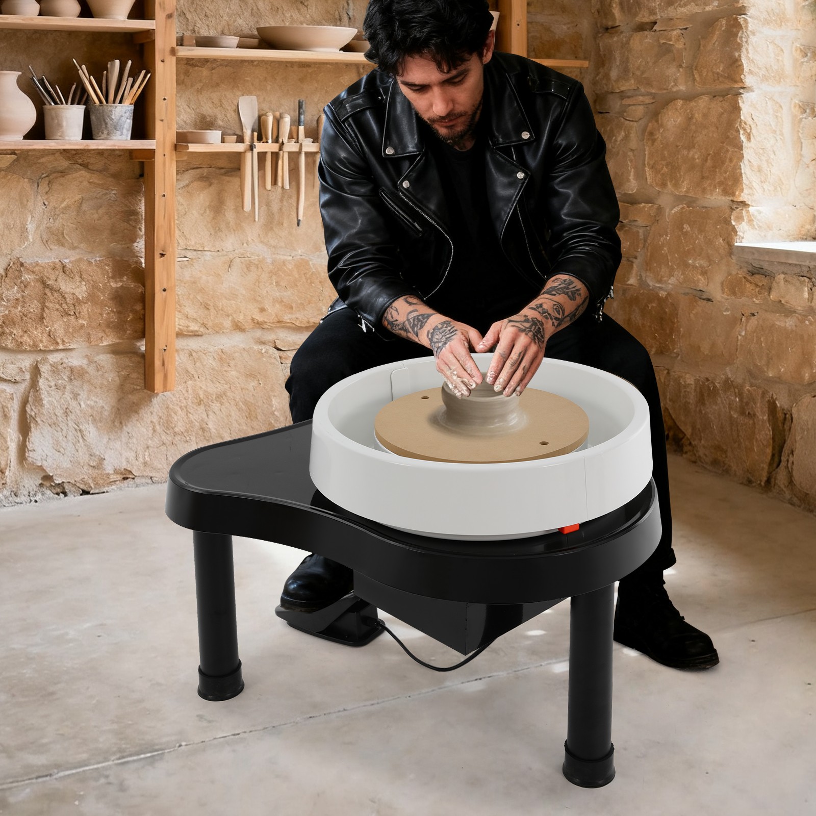 Ceramic Wheel Machine Clay Forming Pottery Wheel DIY Art Craft Black 12.6in/32cm