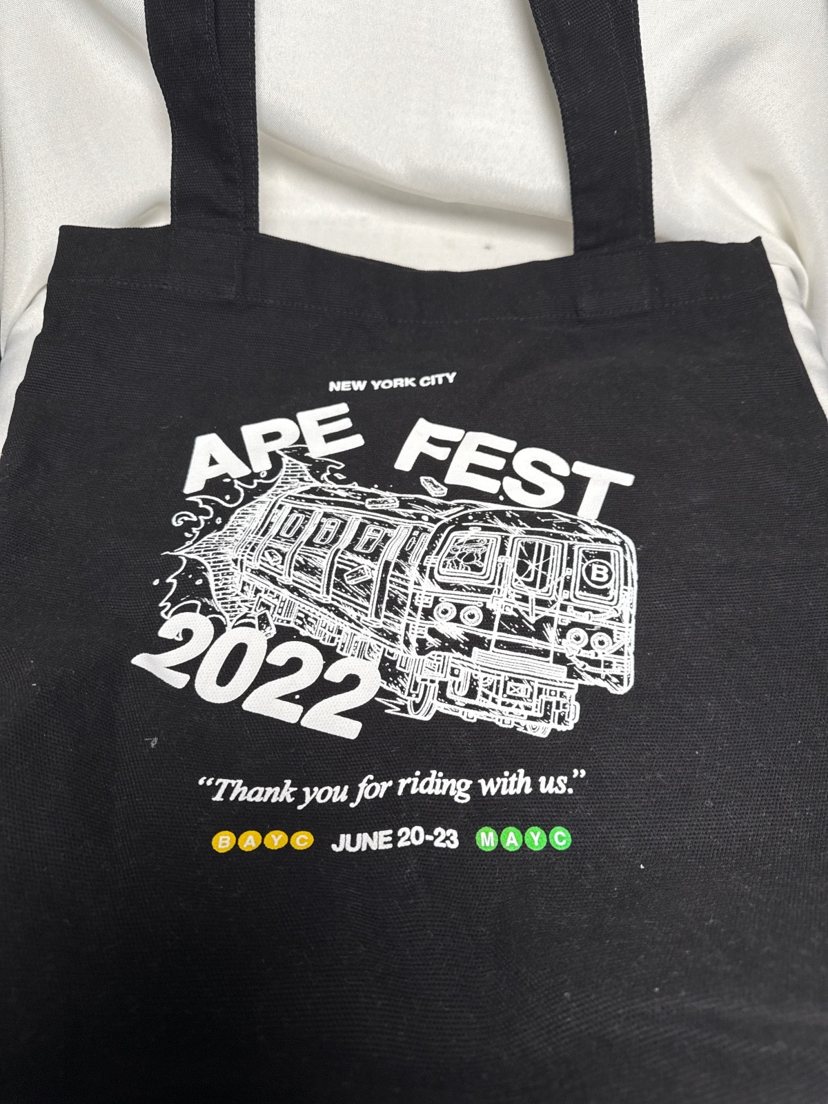 Ape Fest 2022 NYC Tote Bag Bored Ape Yacht Club BAYC MAYC Subway Graphic
