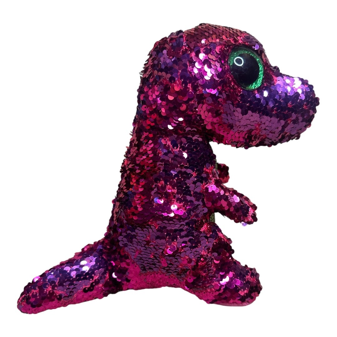 TY Stompy Flippables Pink Green Sequence Dinosaur Toy Beanie NWT