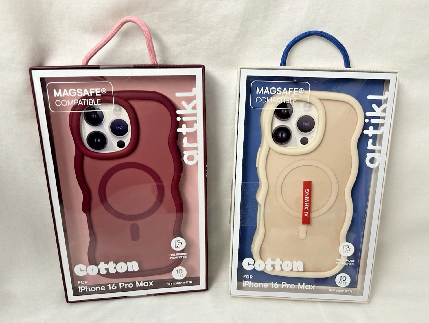 2X Artikl Cotton MagSafe Case Beige and Burandy for iPhone 16 Pro Max