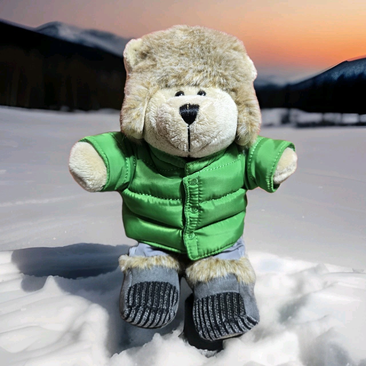 Starbucks 104th Edition Bearista Bear Plush Toy 2011 Green Puffer Jacket