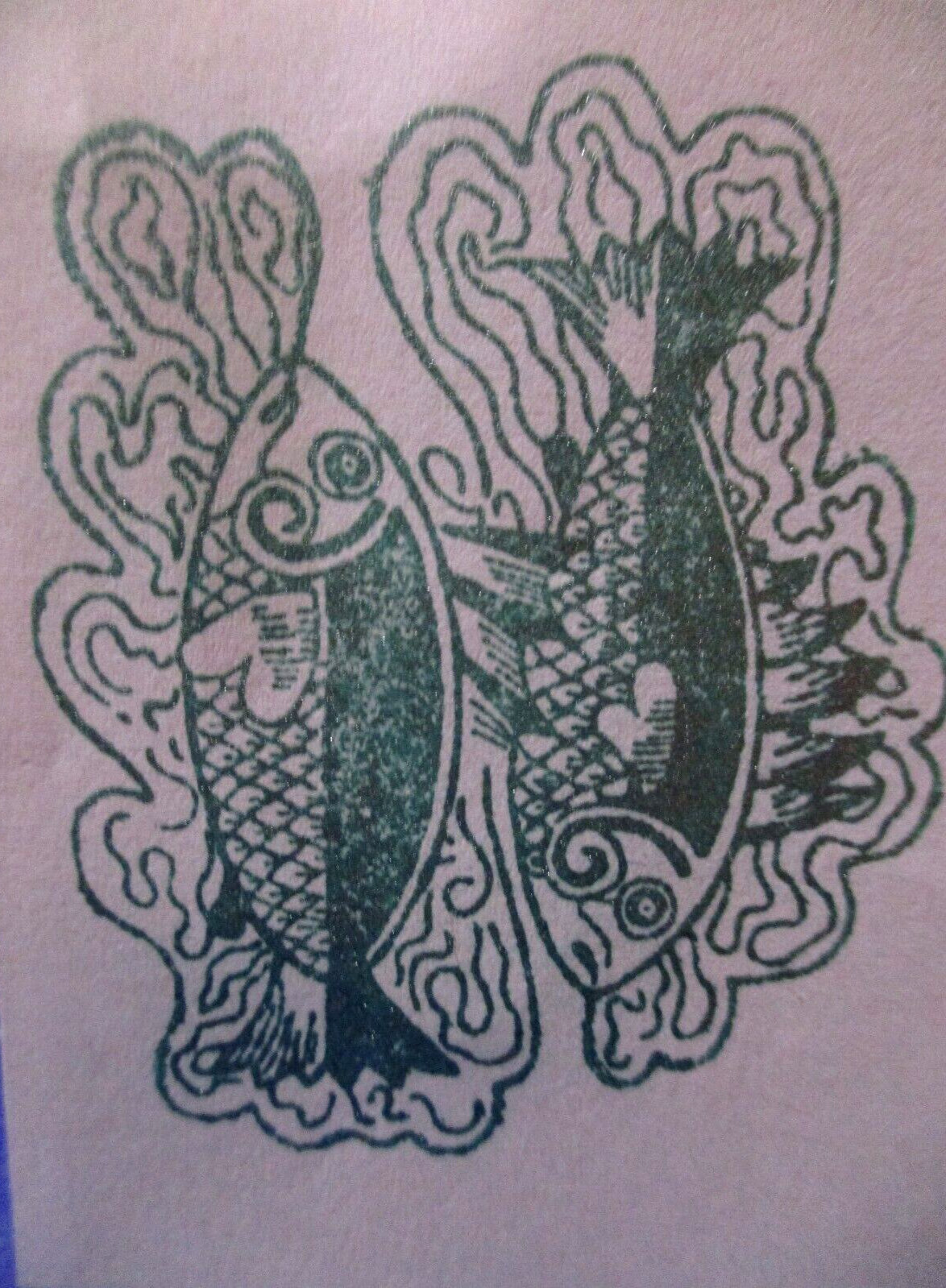 ARTISTIC FISH ART STAMP OUT CUTE COLLAGE RUBBER STAMP WOOD MTD