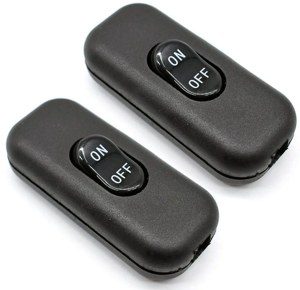 Inline Cord Rocker Switch On/Off Lamp Appliance AC 6Amp 120-250V 302-2 2pcs USA 