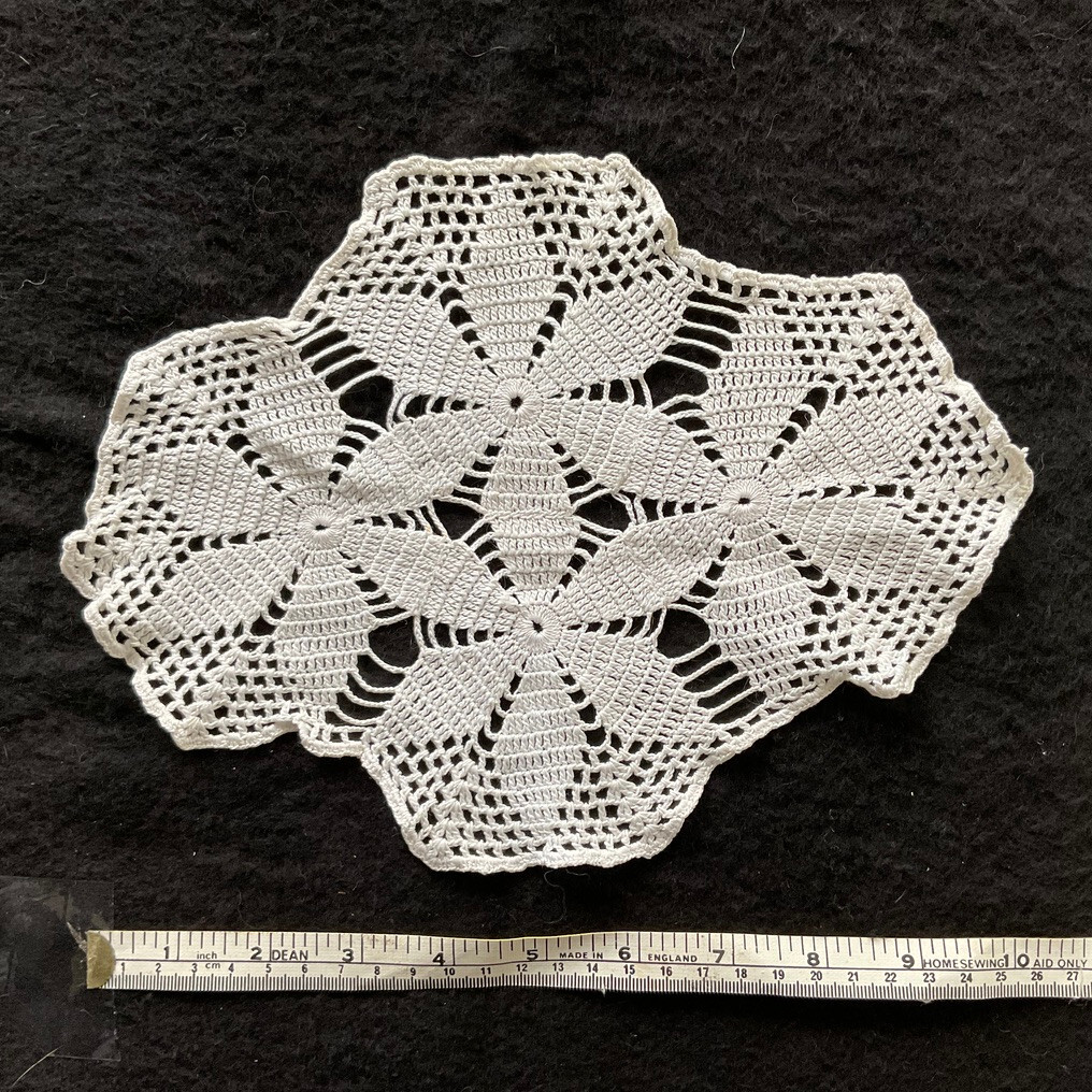 Vintage handmade crocheted doily cottage core 10 inch x 7 1/2 inch
