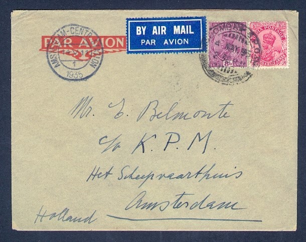 INDIA 1935 KGV COMBO AIR TO HOLLAND