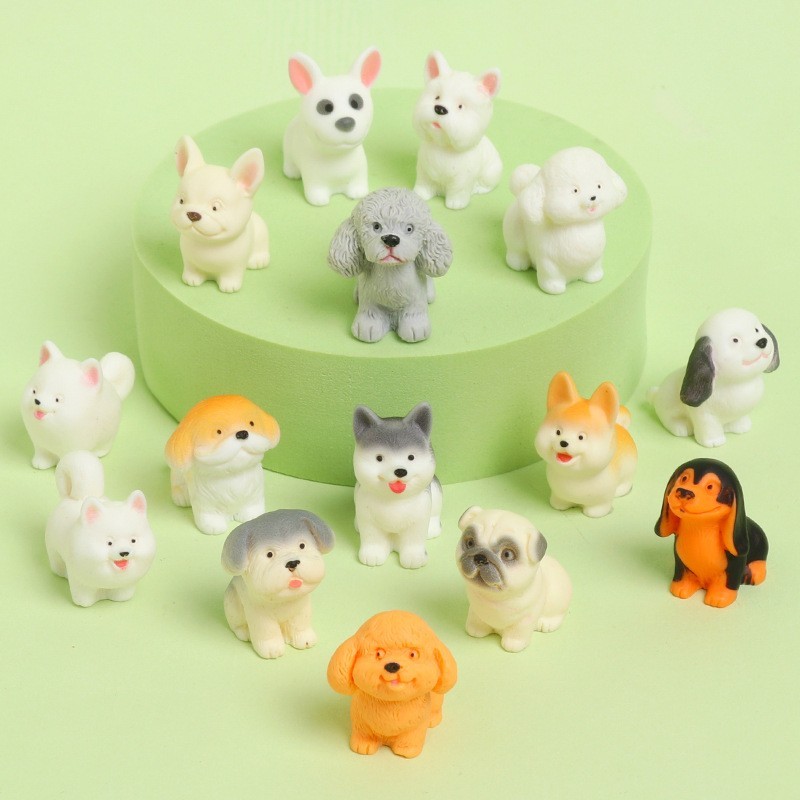 15pcs Miniature Mini Puppy Dog Figurine Micro Animal Statue Pet Lover Gift