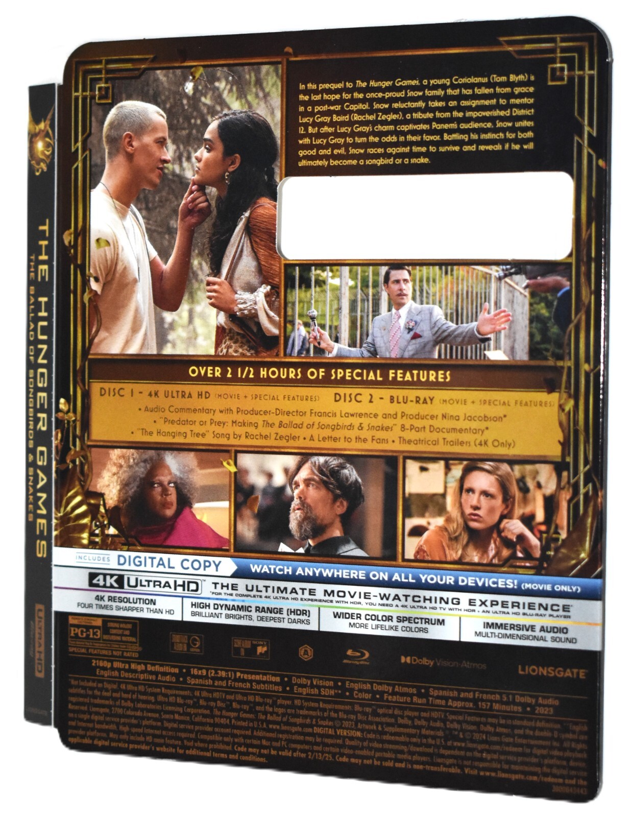 UHD SLIPCOVER ONLY - Fits:   Hunger Games Songbirds & Snakes 4K Ultra HD Blu-ray