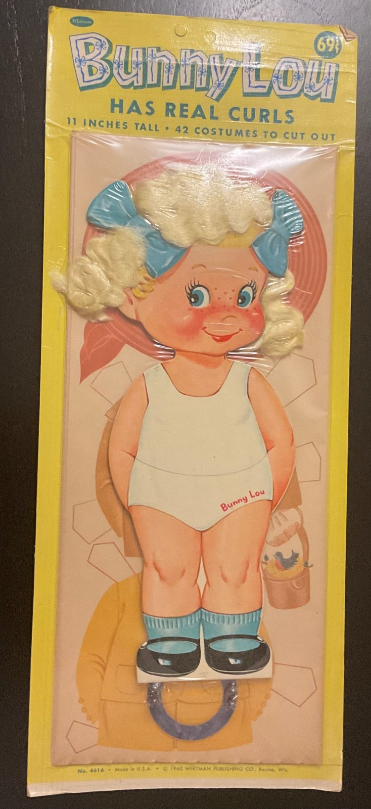 Uncut Vintage Paper Dolls BUNNY LOU real curls #4616 Whitman 1960 original pack