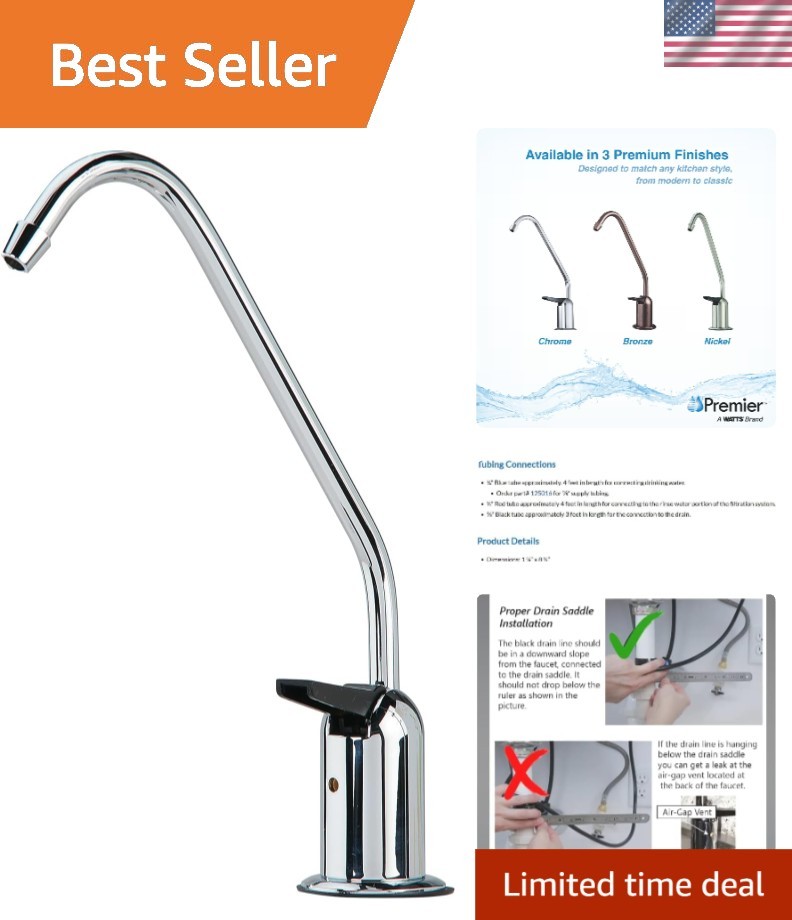 Standard Air Gap Auxiliary Faucet with 1/4" Supply Tubing Connection for RO R...