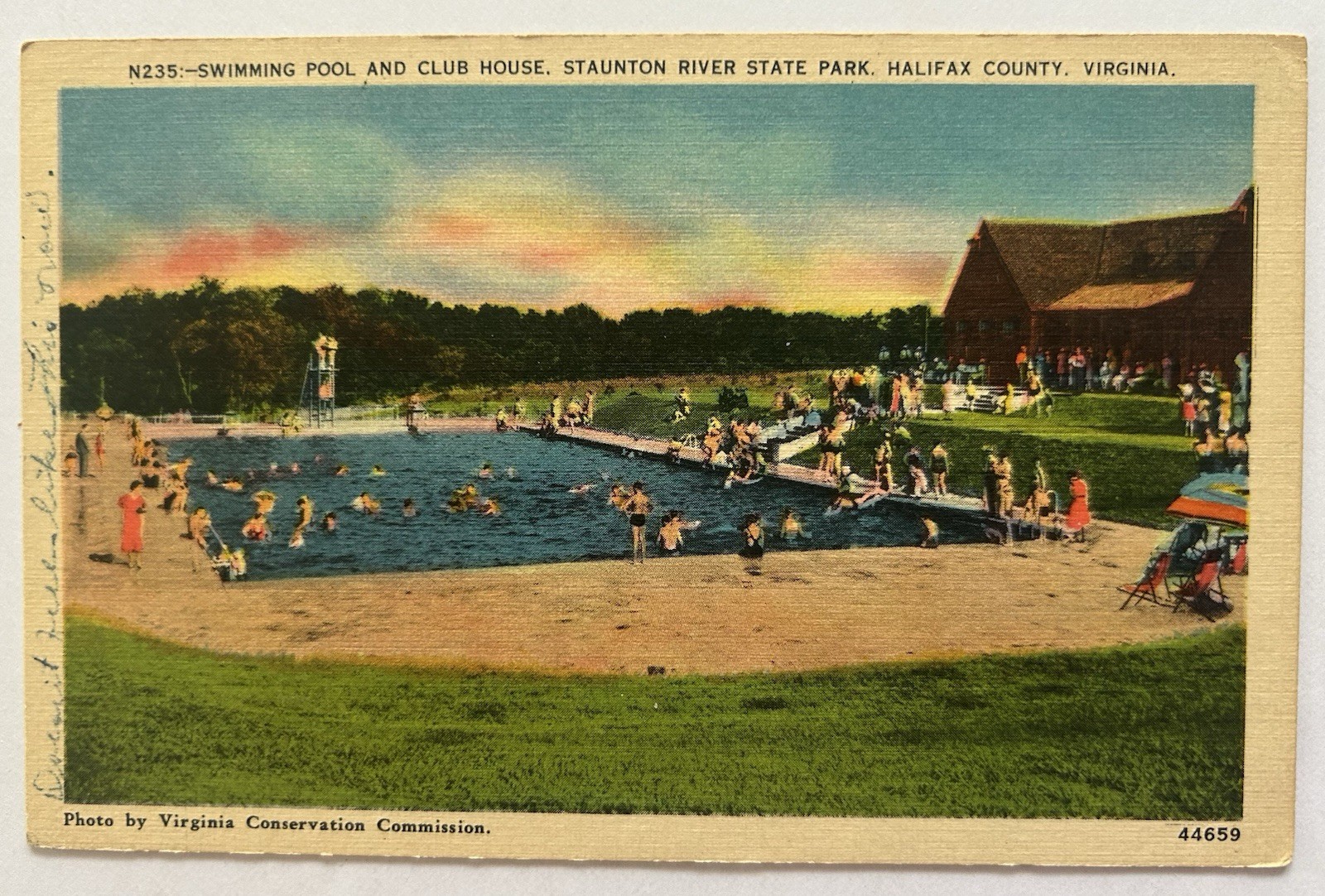 Staunton River State Park Halifax VA Linen Postcard | Swimming Pool Scene
