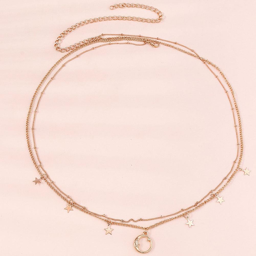 Fashion Simple Double Layer Bead Chain Ladies Waist Chain Belly Belt Chain K7P9