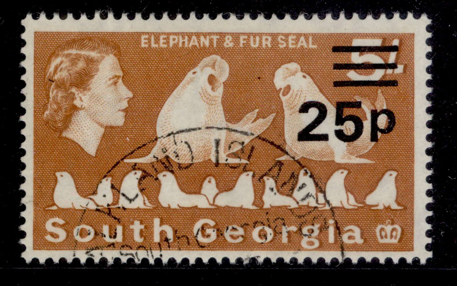 FALKLANDS - South Georgia QEII SG31, 1971 50p on 10s magenta, FINE USED. Cat £16