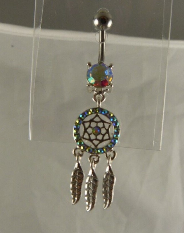 Dream catcher crystal belly button navel ring piercing naval dangle star