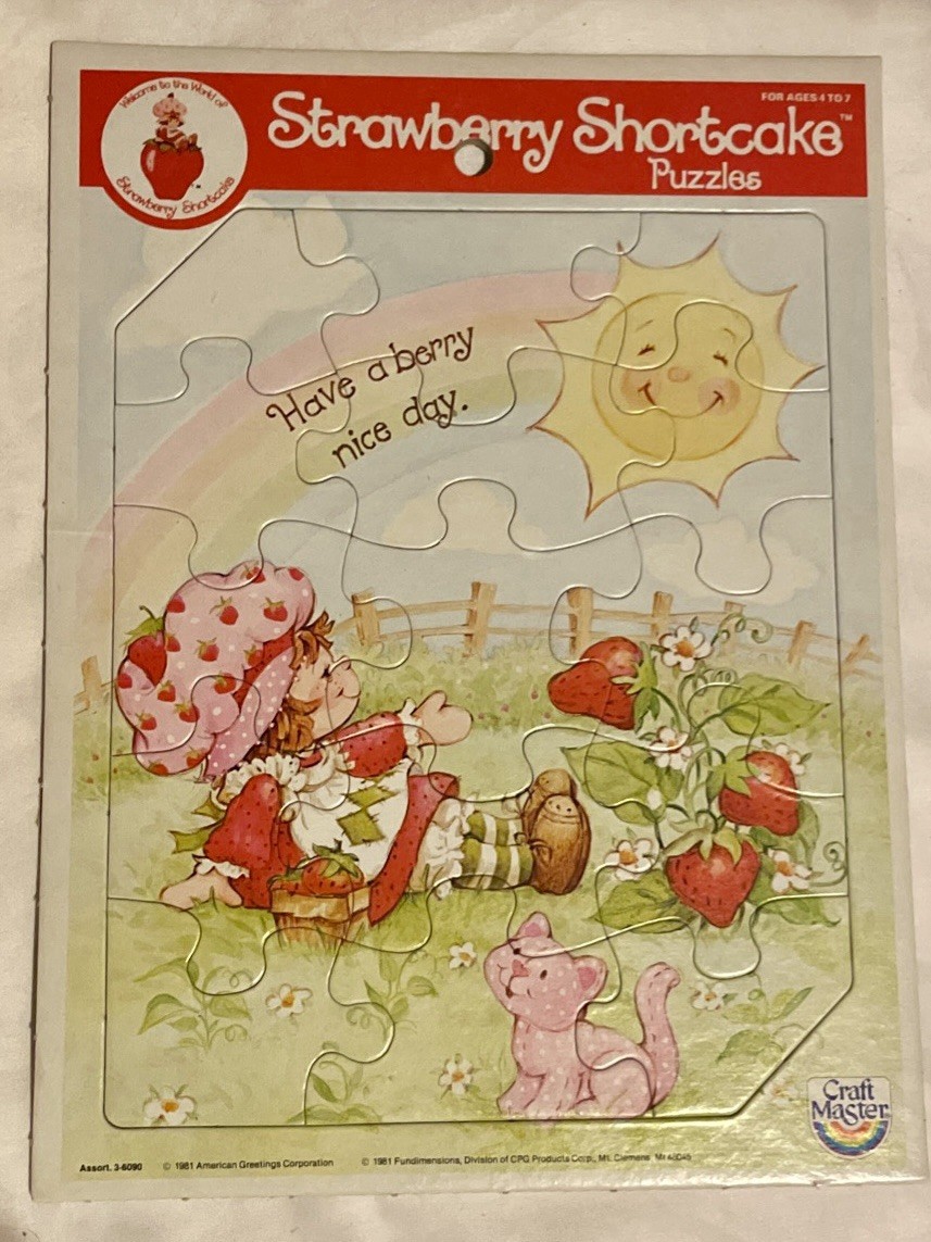 Strawberry Shortcake 1981 American Greetings Tray Puzzle Have A Berry Nice Day