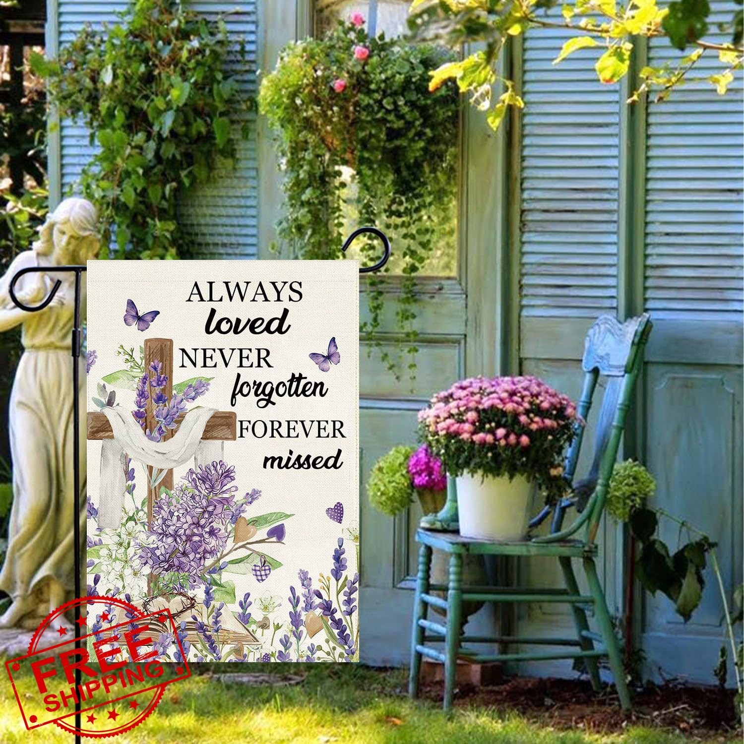 Baccessor Lavender Floral Garden Flag 12.5x18 Inch Double Sided Burlap