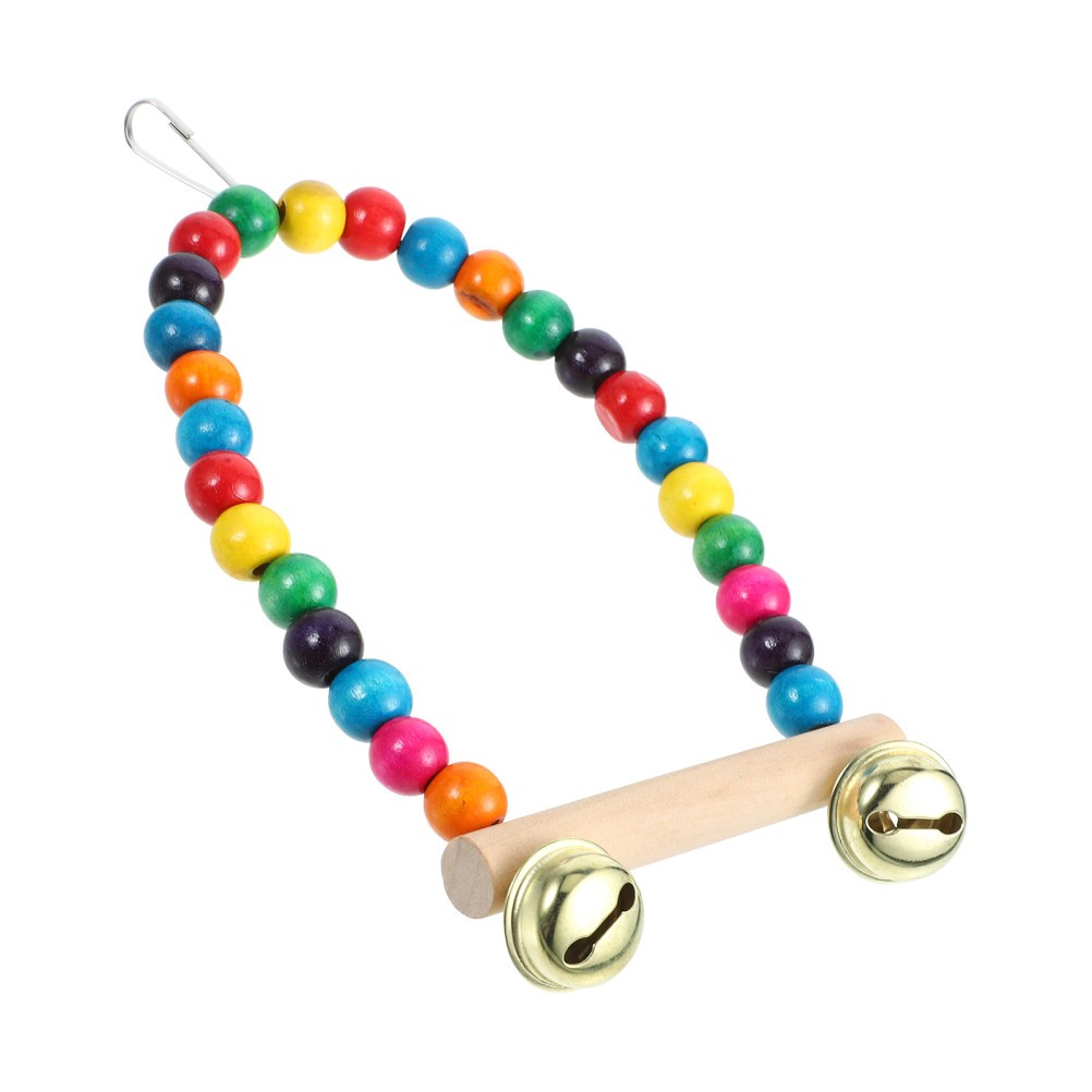 Bird Cage Hanging Perch Wooden Parrot Swing Stand Multicolor Wood Toy