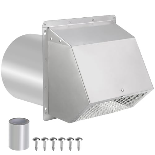 Hooded Wall Vent with Screen and Damper, Exterior Wall 10 Inch Stainless Steel