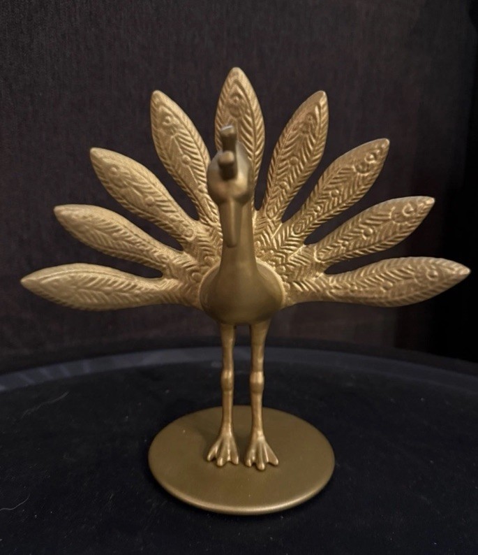 Vintage Style IKEA Solid Brass Peacock Figurine Decorative 8" H