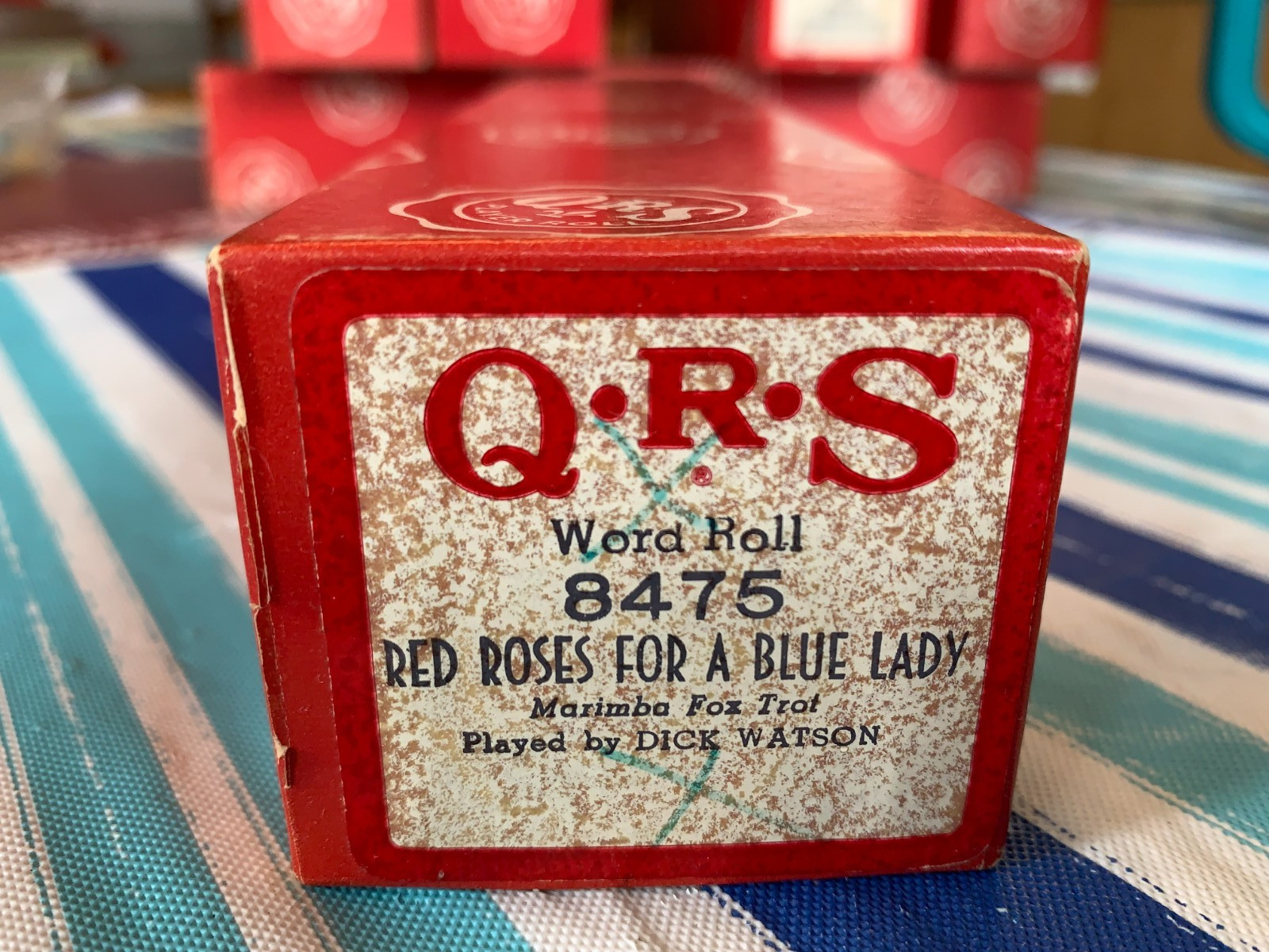 Vintage Q-R-S Player Piano Roll 8475 Red Roses For A Blue Lady