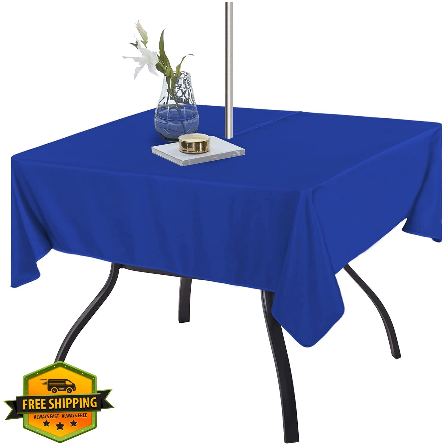 Fitable 70" Square Patio Table Cover Waterproof Zipper Umbrella Hole Blue