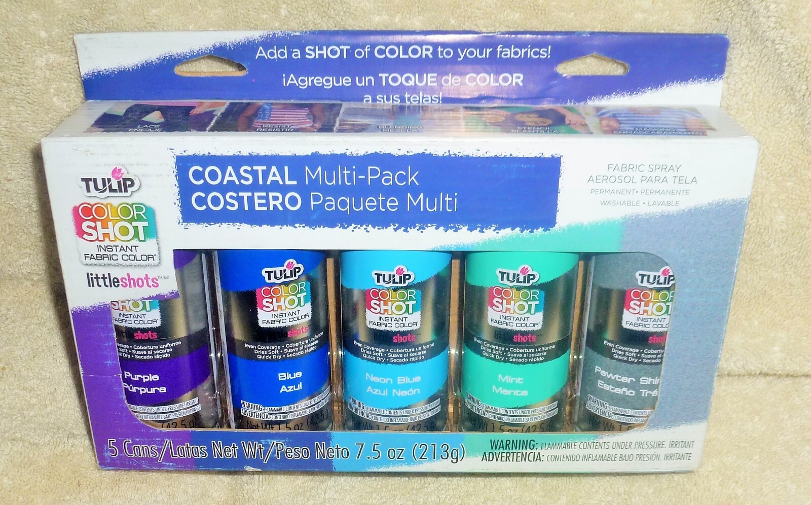 TULIP LittleShots Instant Fabric Color Spray - 5 Can Coastal Multi-Pack