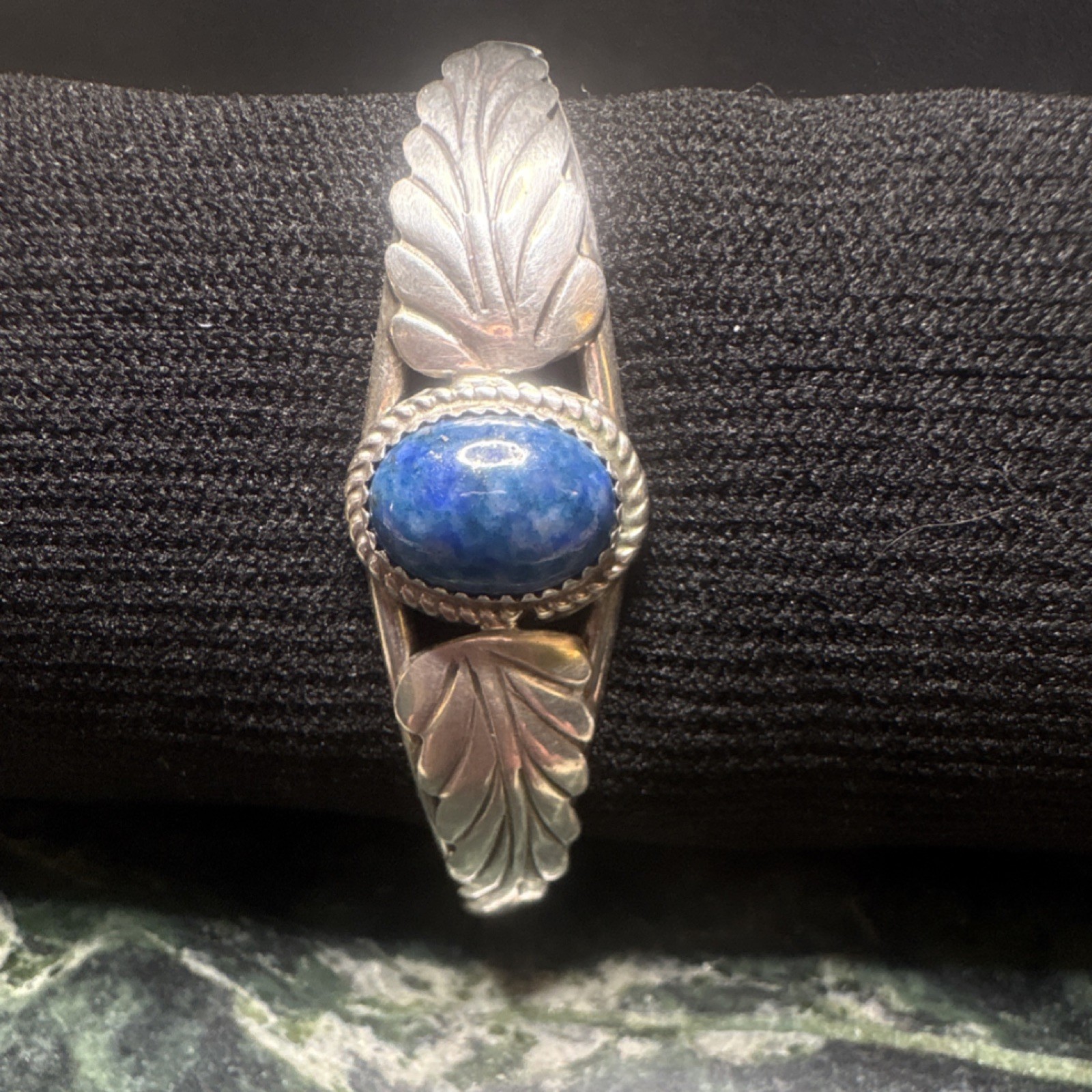 B Sterling Silver Native American Cuff Bracelet Lapis Lazuli Blue Stone Marked