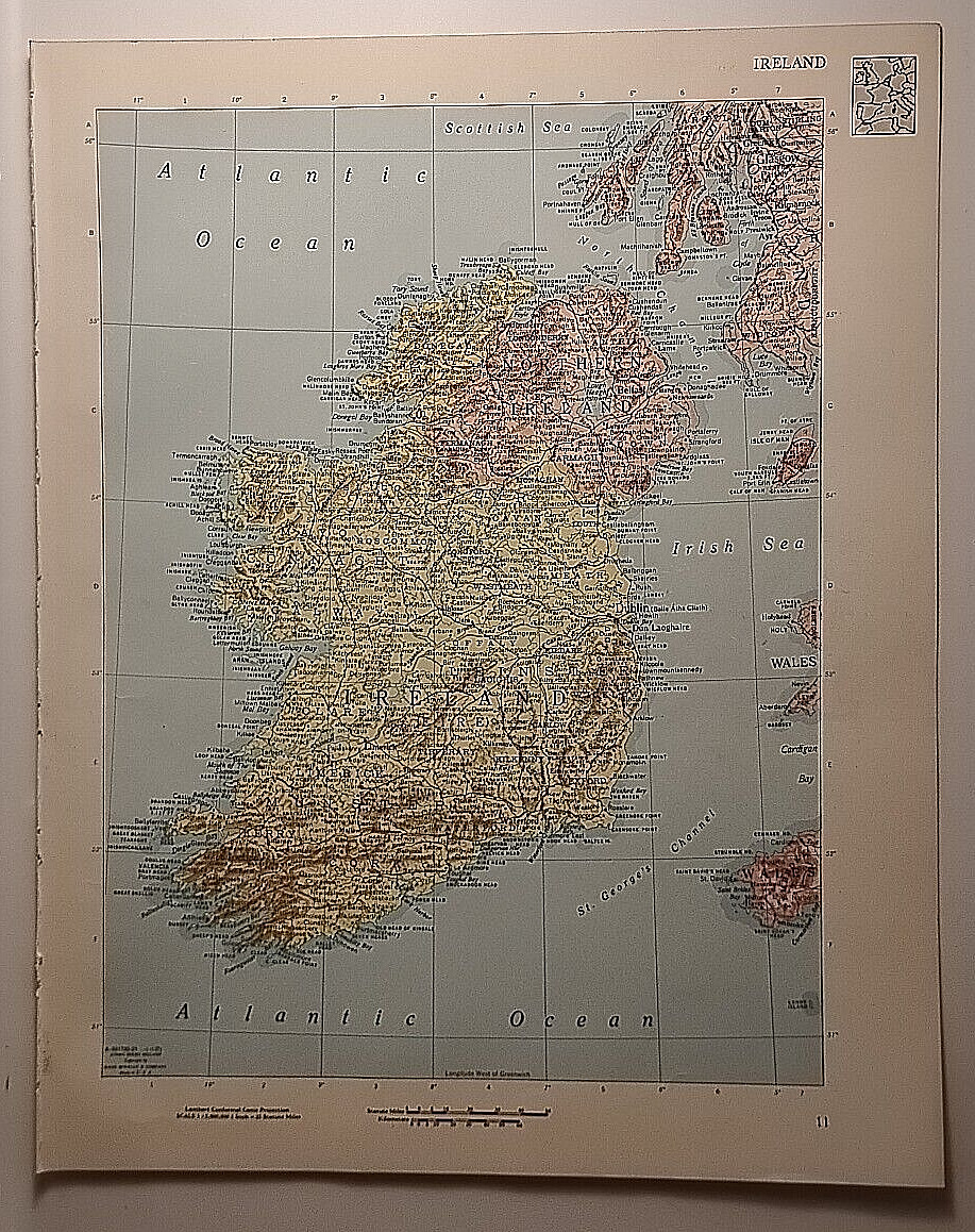 Vintage IRELAND Atlas Map 1965 MSM Rand McNally Cosmopolitan World Atlas