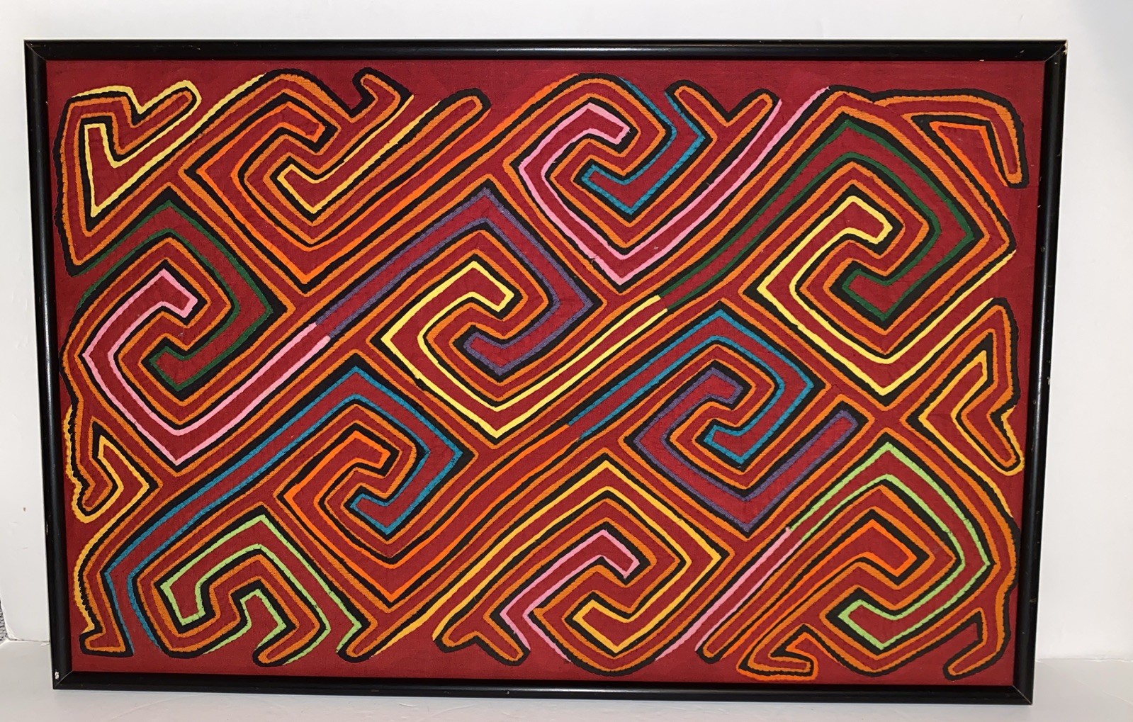 Vintage Hand Stitched Mola Kuna Panama Indian San Blas Islands Framed Art