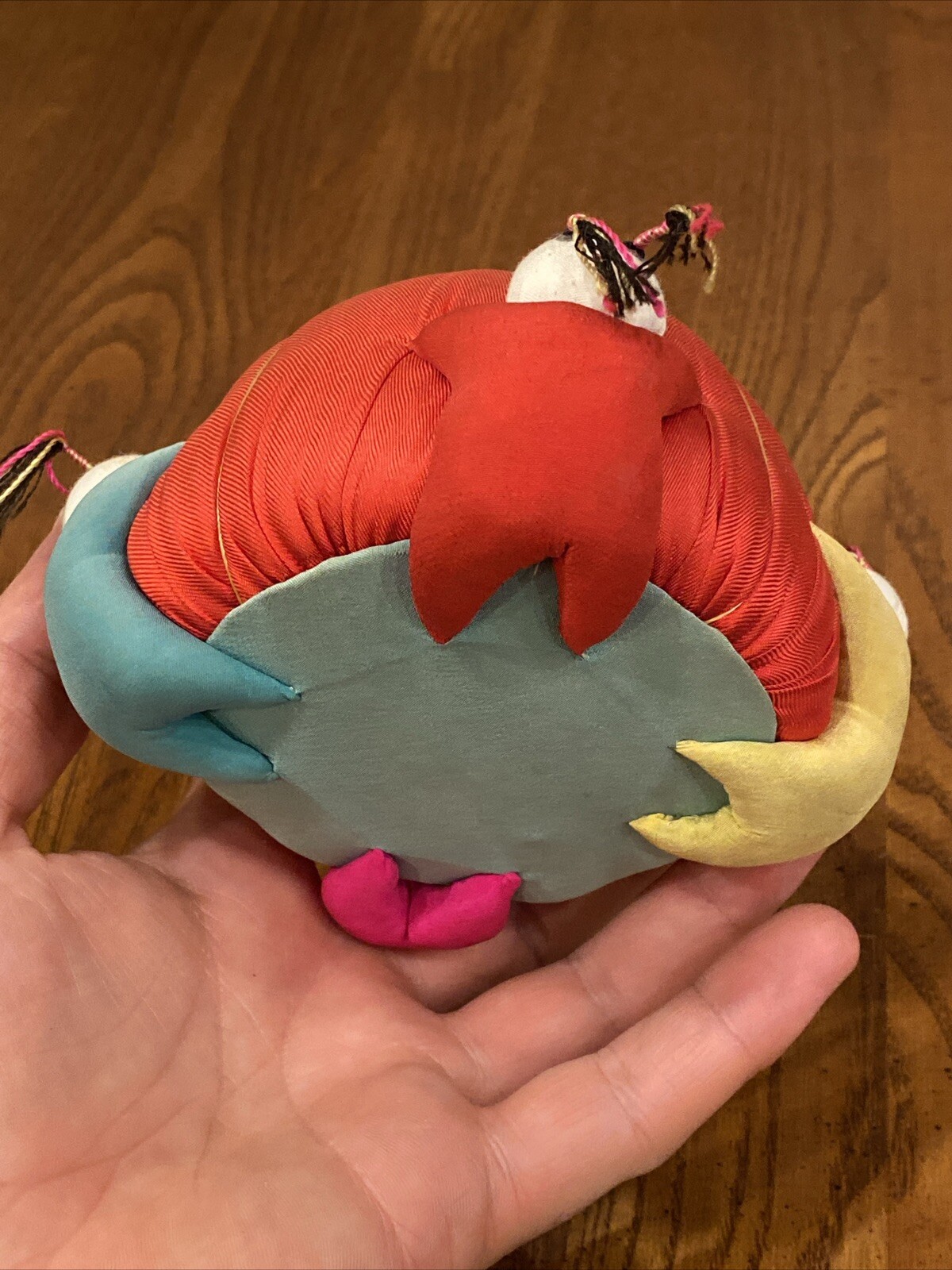 VTG 1980s Chinese Satin Silk Clinger Children Doll Sewing Needle Pin Cushion Red