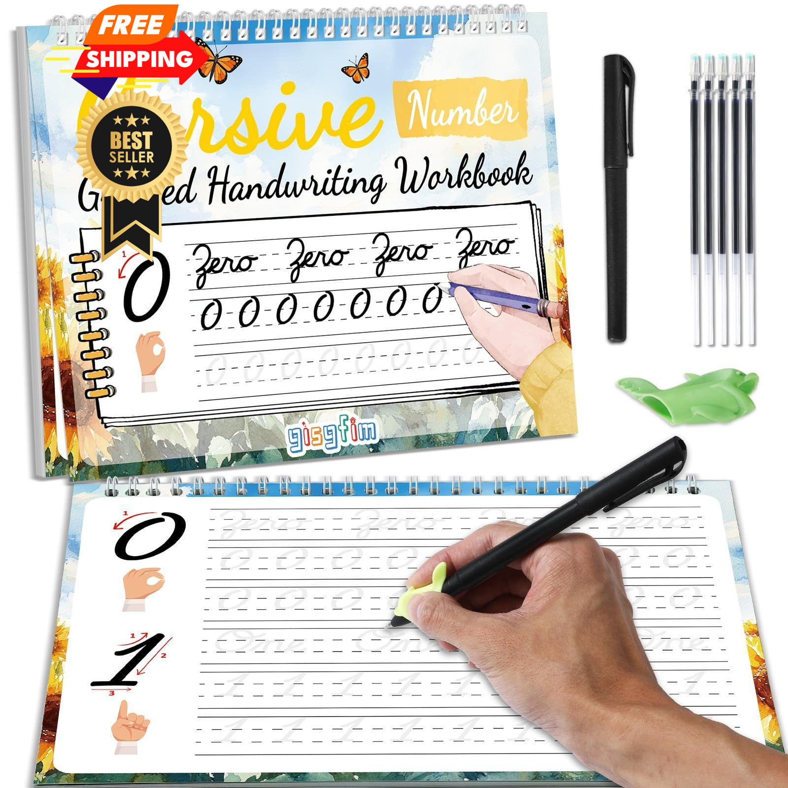 gisgfim Grooved Cursive Handwriting Workbook Magic Reusable Colorful 