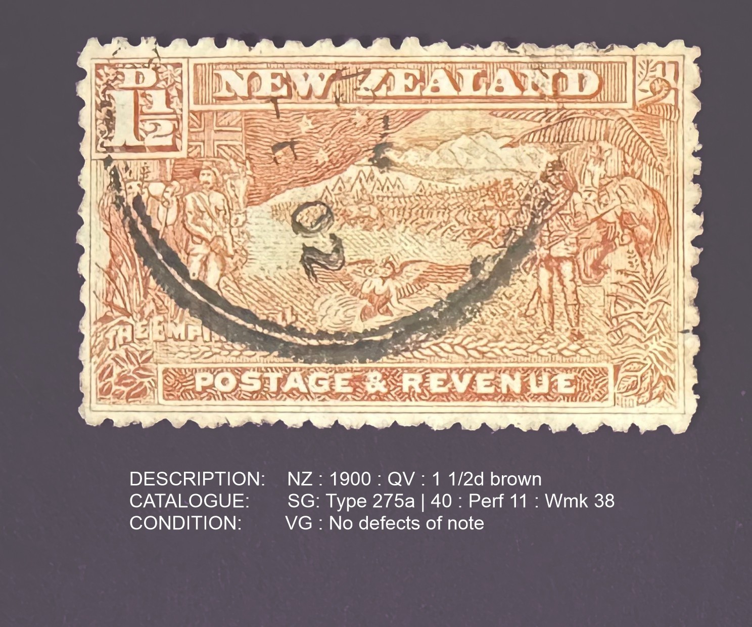 New Zealand | 1901-1902 | SG 275a | 1½d Brown | Very Good Used