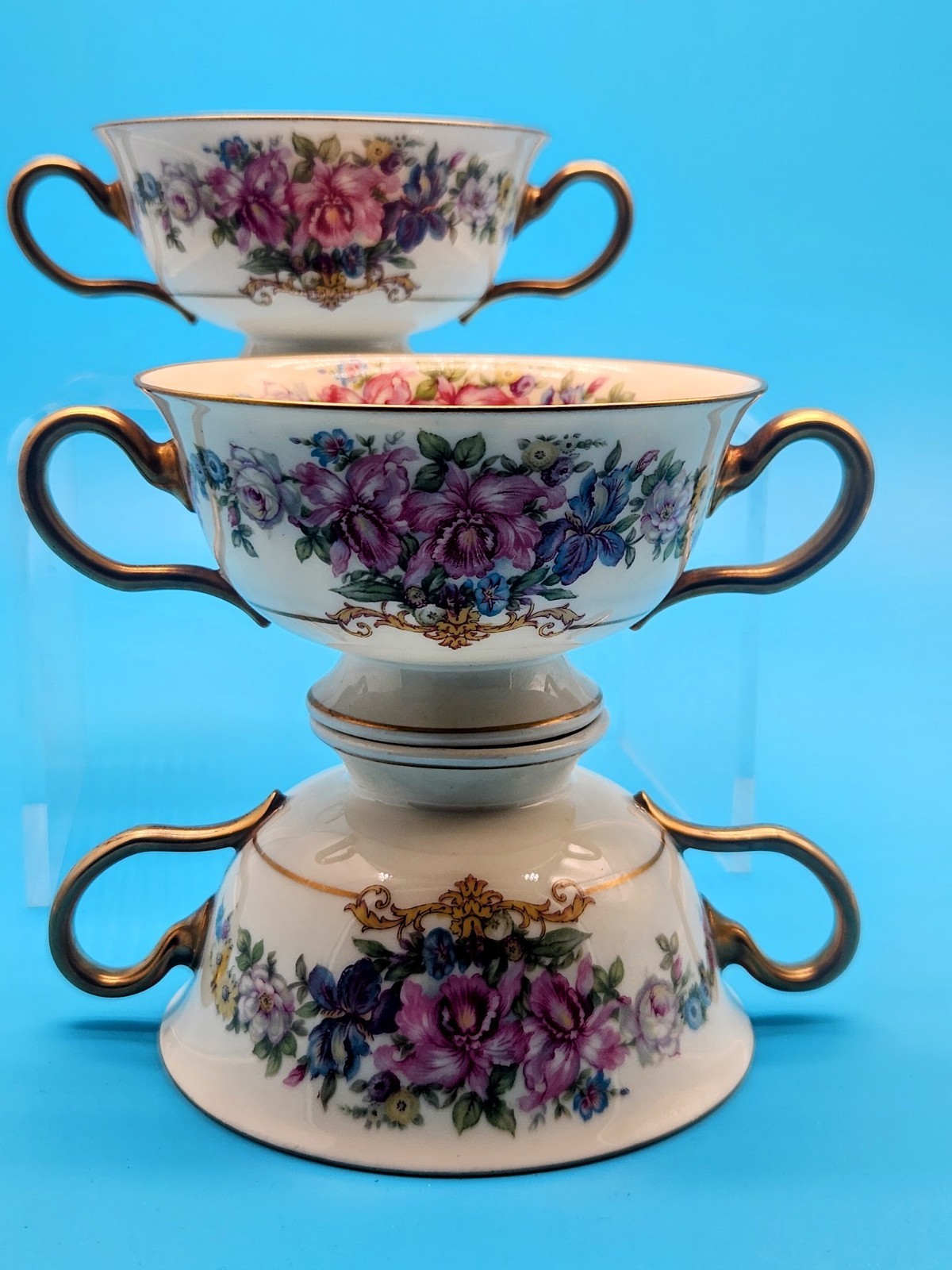 Vintage Rosenthal Gwendolyn Bouillion Cup Two Handled Set of 3 Bavarian China