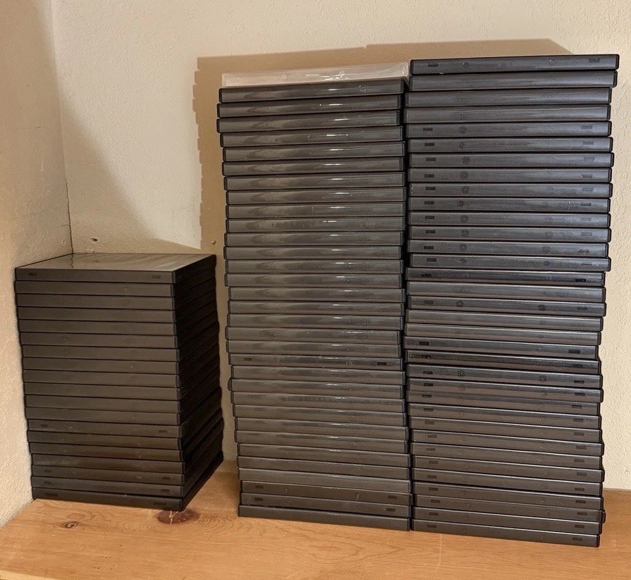 LOT of 87 DVD/PC Game Empty Replacement Cases (19 Doubles + 68 Singles)